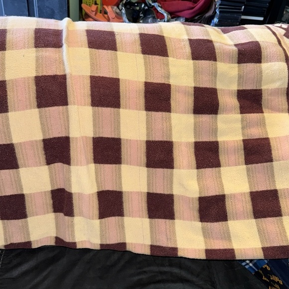 Beacon Vintage Pink,Beige & Garnet Plaid Camp Blanket Cotton Blend Size 70”x68” - Picture 3 of 9